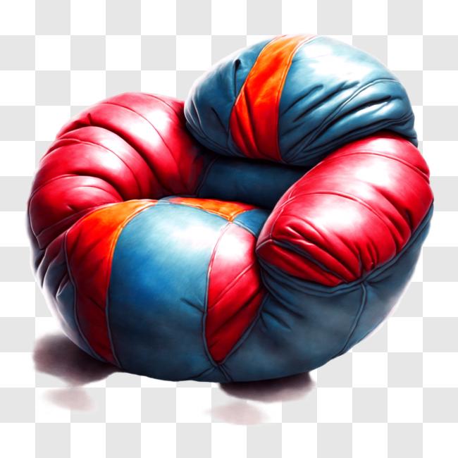 Download Modern and EyeCatching Red and Blue Bean Bag Chair PNG Online
