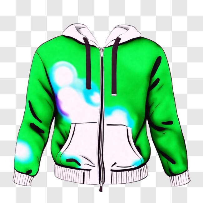 Download Stylish Green Hoodie with Unique Design PNG Online - Creative