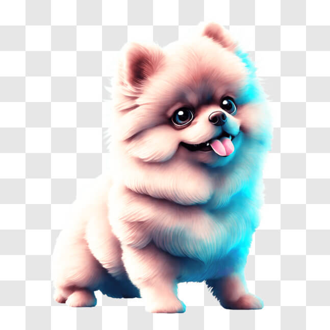 Download Smiling Dog with Fluffy White Fur PNG Online - Creative Fabrica