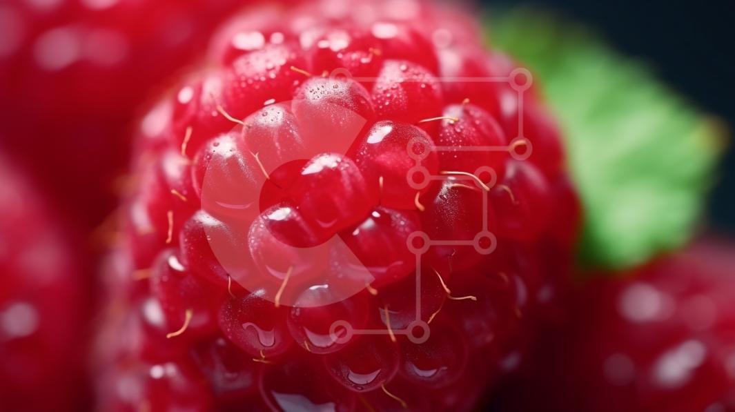 Close-up view of a Fresh Red Raspberry stock photo | Creative Fabrica