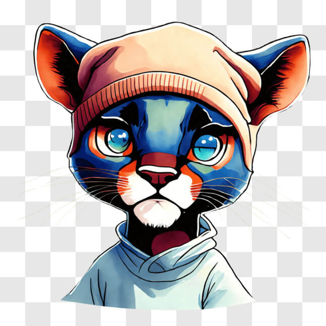 Download Smiling Cartoon Cat with Blue and Orange Fur PNG Online - Creative  Fabrica