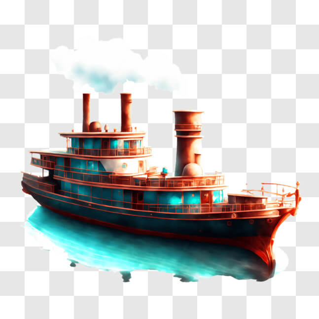 steamship clipart sun