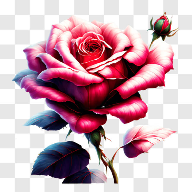 Download Beautiful Pink Rose in Full Bloom PNG Online - Creative Fabrica
