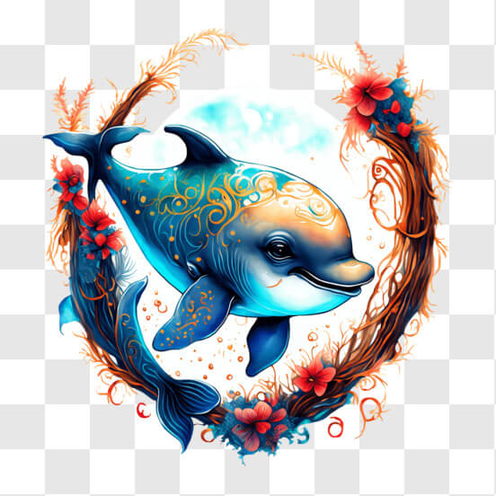 Download Peaceful Dolphin in the Ocean PNG Online - Creative Fabrica
