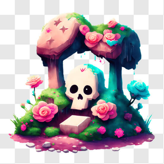 Download Flower House with Skull - Unique and Surreal Image PNG Online -  Creative Fabrica