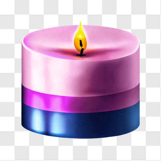Pink and Purple Candle with Lit Wick