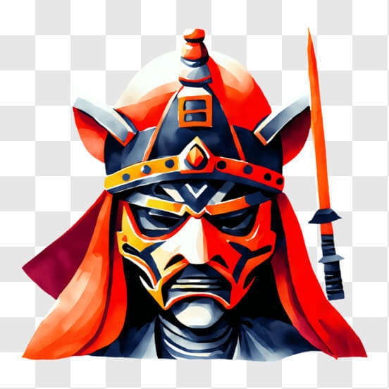 Samurai-Krieger in roter und schwarzer Rüstung PNG online herunterladen – Creative  Fabrica