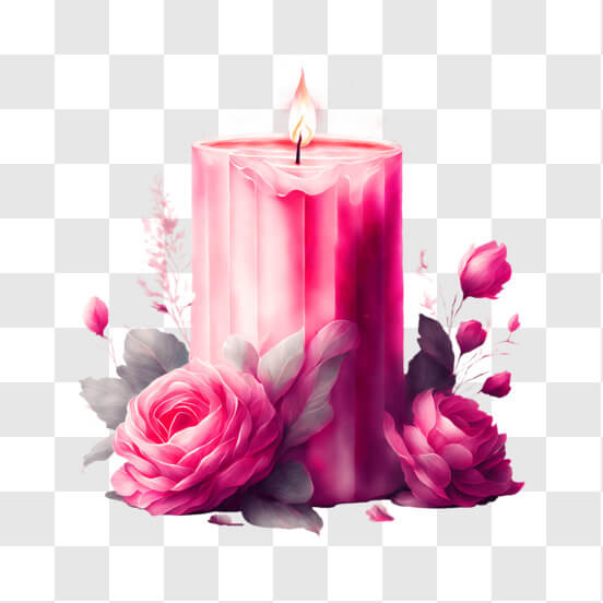 Pink Candle with Roses
