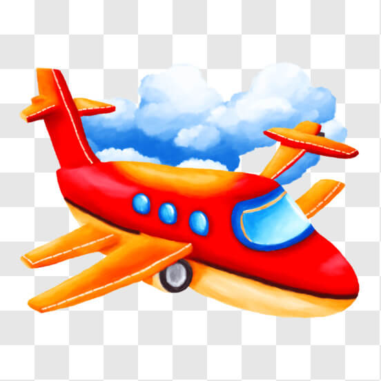 Baixe Avião Vermelho no Céu com Nuvens PNG - Creative Fabrica