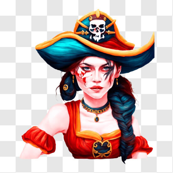 Descarga Mujer en disfraz de pirata con bandera pirata y pistola PNG En  Línea - Creative Fabrica