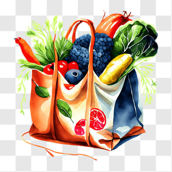 Scarica Frutta e verdura fresca e sana in una borsa della spesa PNG Online  - Creative Fabrica