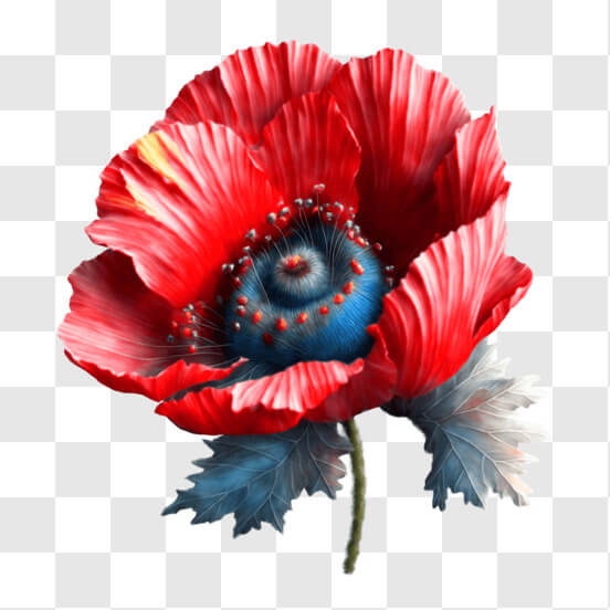 Download Vibrant Red Poppy Flower with Dark Blue Center PNG Online -  Creative Fabrica