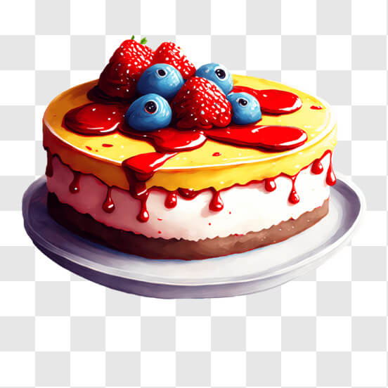 Scarica Deliziosa Torta al Cioccolato con Bacche Fresche PNG