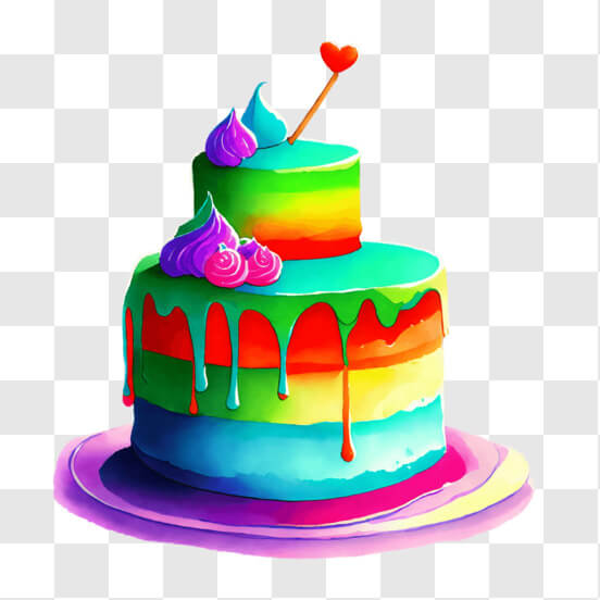 Télécharger Gâteau d'anniversaire coloré avec un message Joyeux