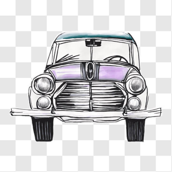 Hand drawing of a car in the front view Stock Vector | Adobe Stock