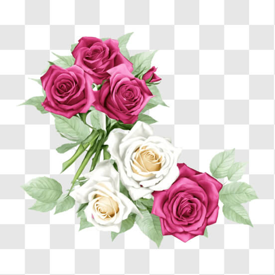 Scarica Bellissimo Gruppo di Rose con Foglie Colorate PNG Online - Creative  Fabrica