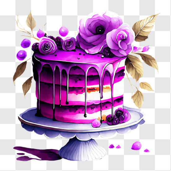 Scarica Bellissima torta ghiacciata viola con rose PNG Online - Creative  Fabrica