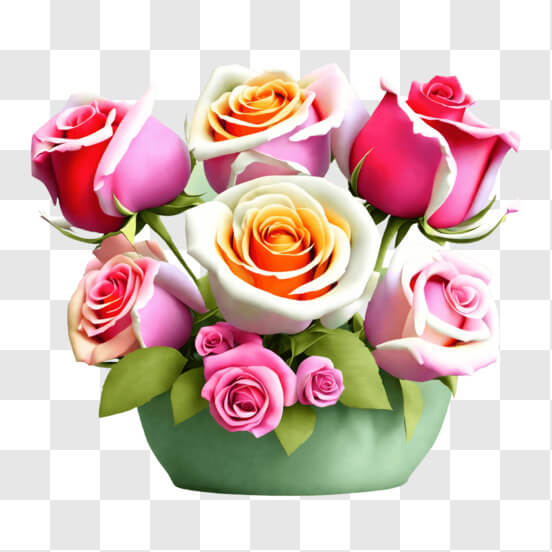 Download Beautiful Bouquet of Flowers in a Vase PNG Online - Creative  Fabrica
