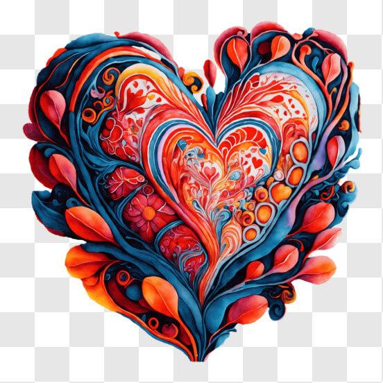 Download Colorful Abstract Heart with Intricate Details PNG Online -  Creative Fabrica