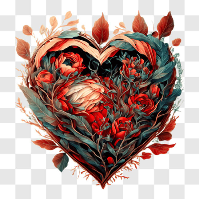 Download Heart made of Red Roses and Leaves PNGs Online - Creative Fabrica