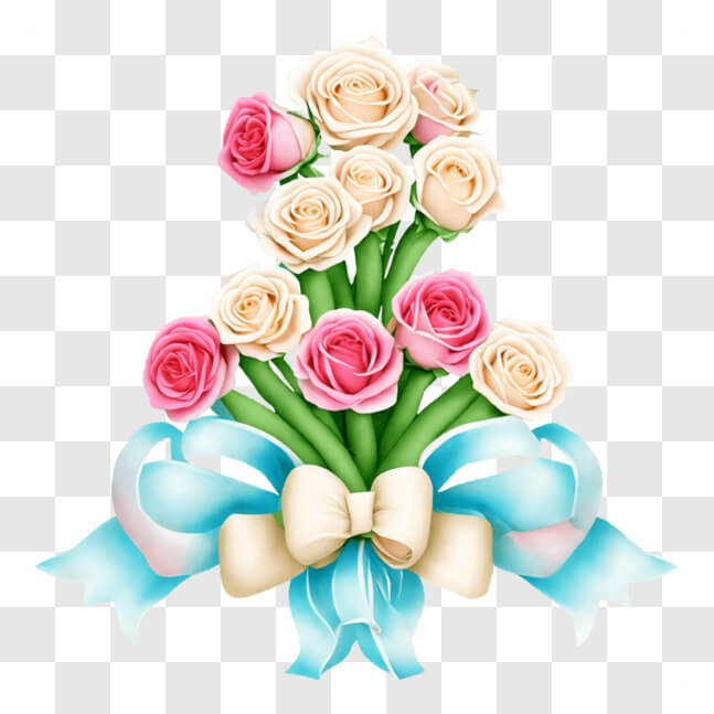 Download Colorful Bouquet of Roses with Ribbons PNGs Online - Creative ...