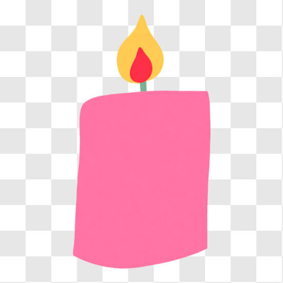 Pink Candle with Yellow Flame