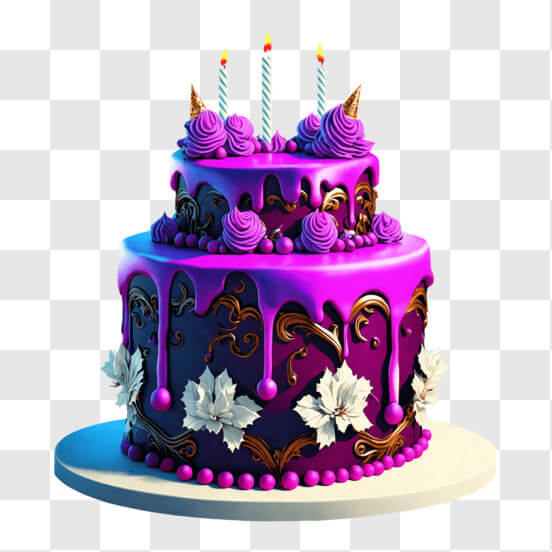 Gold And Purple Birthday Cake - CakeCentral.com