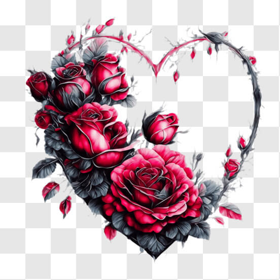 Scarica Disposizione a forma di cuore di rose rosse su sfondo nero PNG  Online - Creative Fabrica