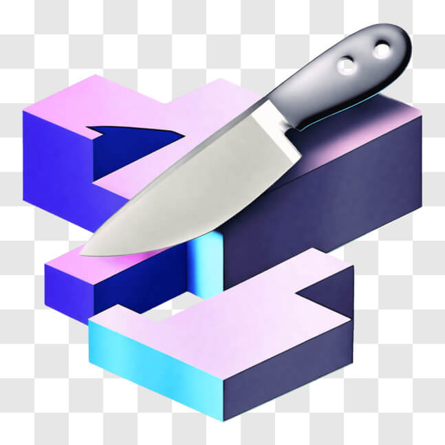 Download Sharp Kitchen Knife on Colorful Cutting Board PNGs Online ...