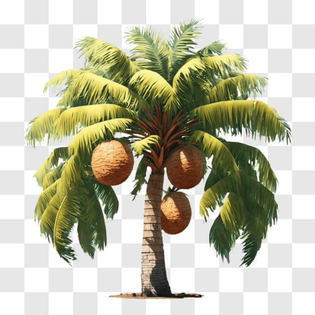 Download Healthy Palm Tree with Coconuts PNG Online - Creative Fabrica