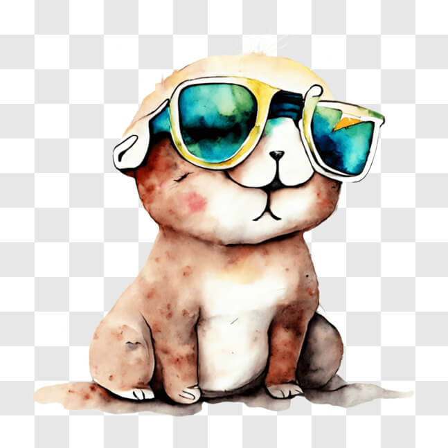 Download Small Dog Wearing Sunglasses Sitting on the Ground PNGs Online ...
