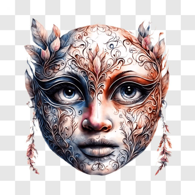 Download Artistic Illustration of Woman with Decorated Face PNG Online ...
