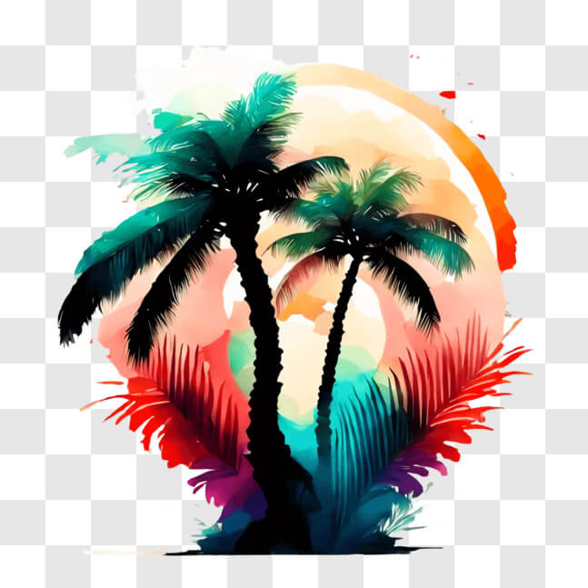 Download Colorful Palm Trees Wallpaper PNG Online - Creative Fabrica
