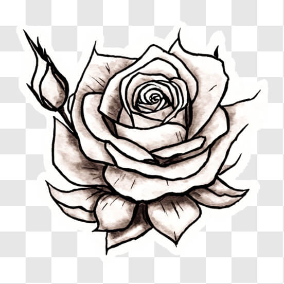 Tattoo template of a Rose made of poker cards, Pencil Sketch - Arthub.ai