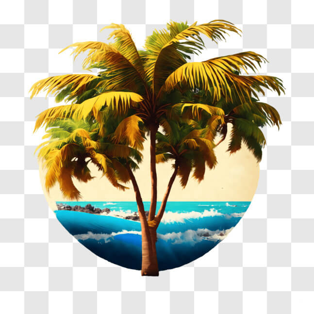 Download Circle of Palm Trees with Ocean and Waves PNG Online ...