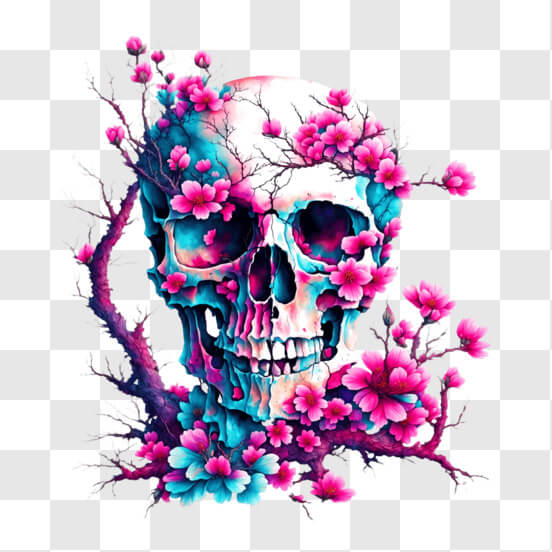 Download Colorful Skull Tattoo Design with Abstract Background PNG Online -  Creative Fabrica