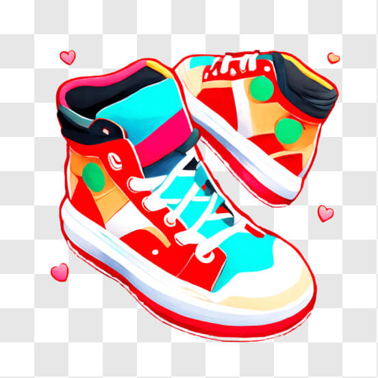 Descarga Zapatillas Coloridas para Niños y Adolescentes con Diseño de  Corazón PNG En Línea - Creative Fabrica