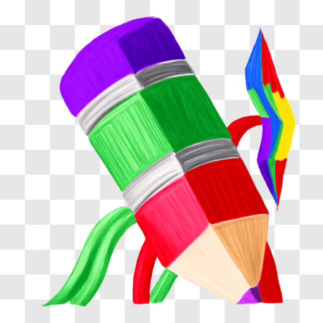 Descarga Lápiz Colorido con Lazo Arcoíris PNGs En Línea - Creative Fabrica