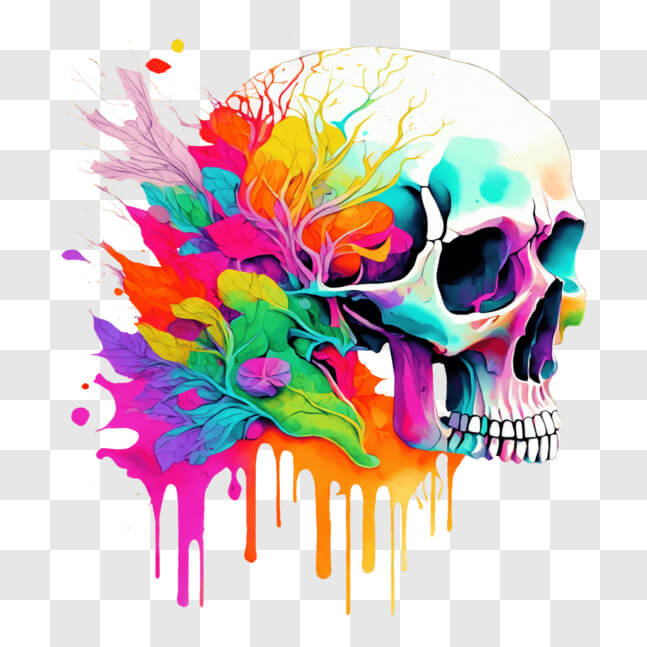 Download Colorful Skull Artwork PNG Online - Creative Fabrica