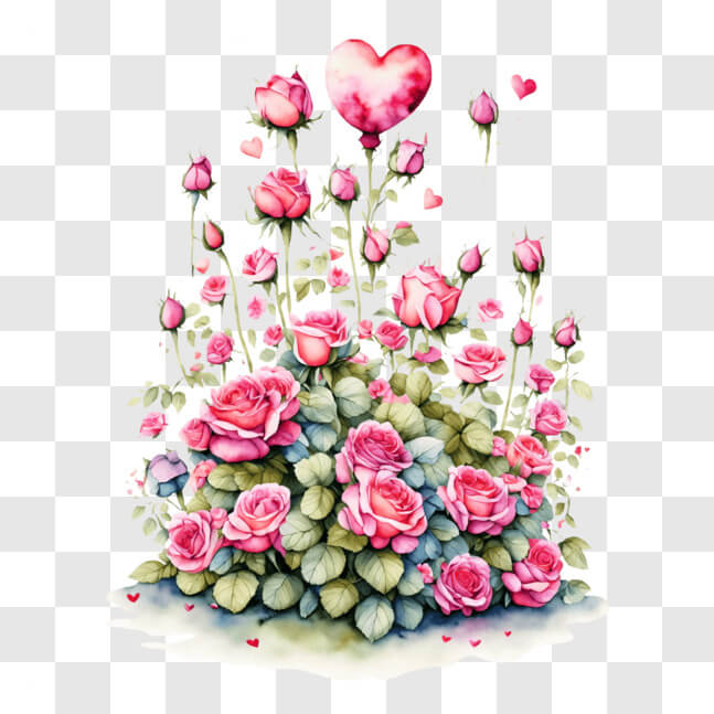 Balloon And Roses Border Download Pink Roses Bouquet with Heart-Shaped Balloons PNGs Online ...