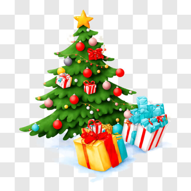 Download Christmas Tree with Presents and Boxes PNG Online - Creative ...