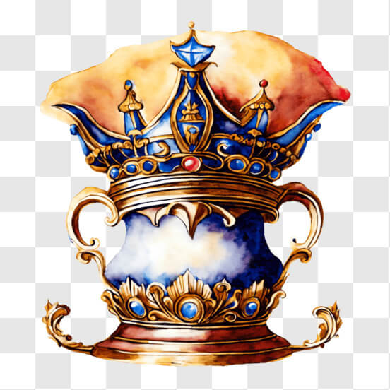 Download Golden Crown on Ornately Decorated Pedestal PNG Online ...