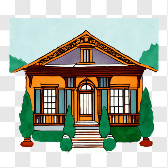 Premium Vector | Beautiful house with clouds and trees. icon illustration |  Icon illustration, Illustration design, Illustration