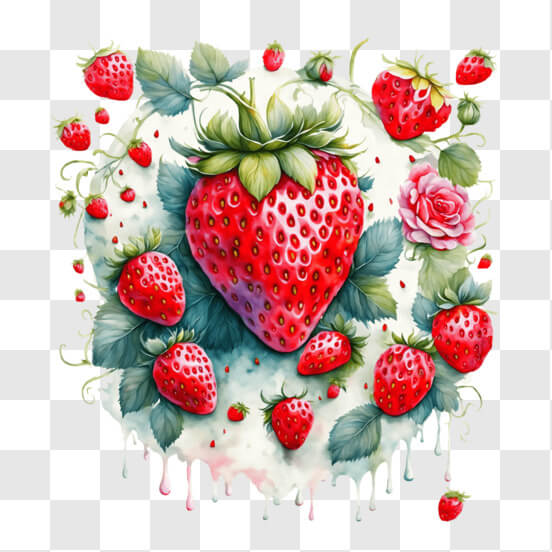 Download Cute Strawberry Illustration for Greeting Cards and More PNG ...
