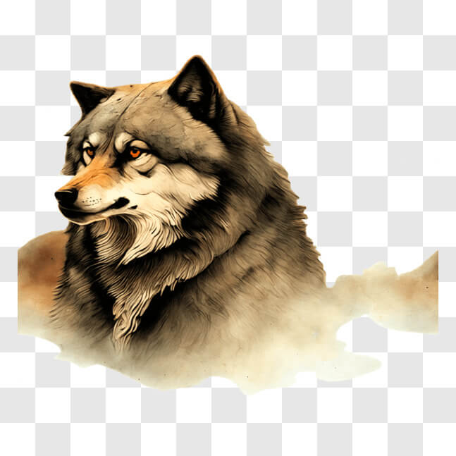 Download Majestic Gray Wolf in the Clouds PNG Online - Creative Fabrica