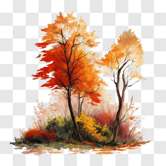 Download Beautiful Autumn Trees with Changing Leaves PNG Online ...