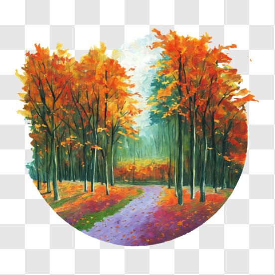  Tapiz de pared de otoño, bosque de otoño cubierto con