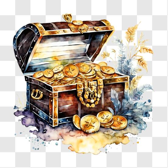 Download Empty Treasure Chest with Gold Coins and Valuables PNG Online -  Creative Fabrica