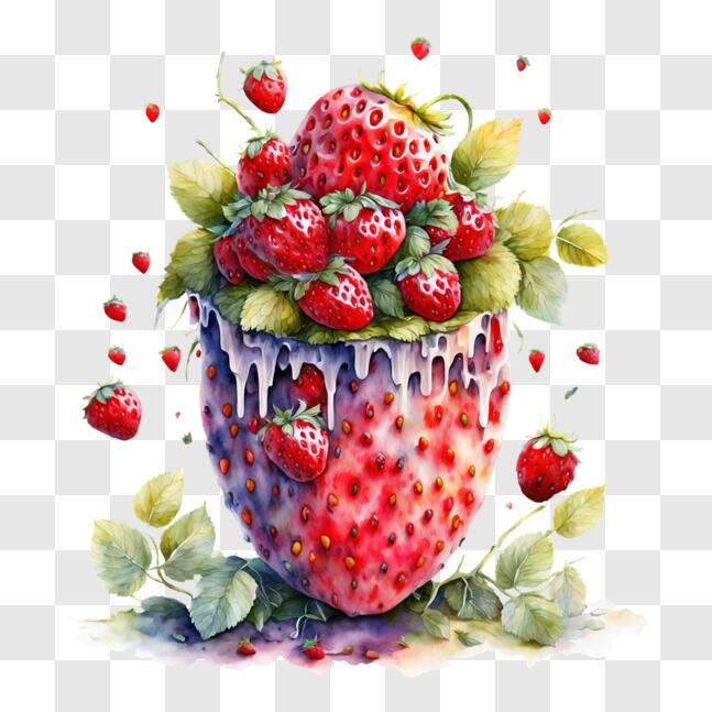 Download Strawberries Watercolor Painting PNG Online - Creative Fabrica