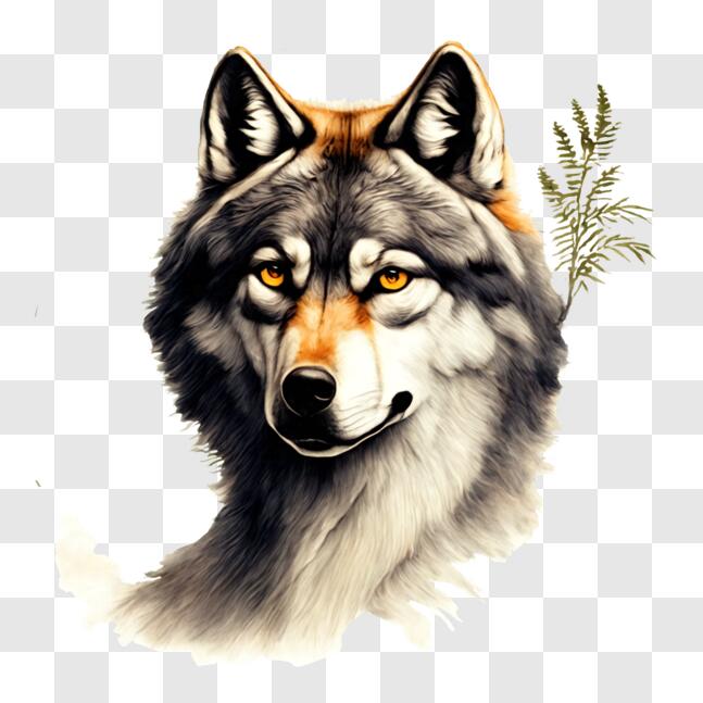 Download Illustration of a Gray Wolf with Nature and Wildlife PNG ...